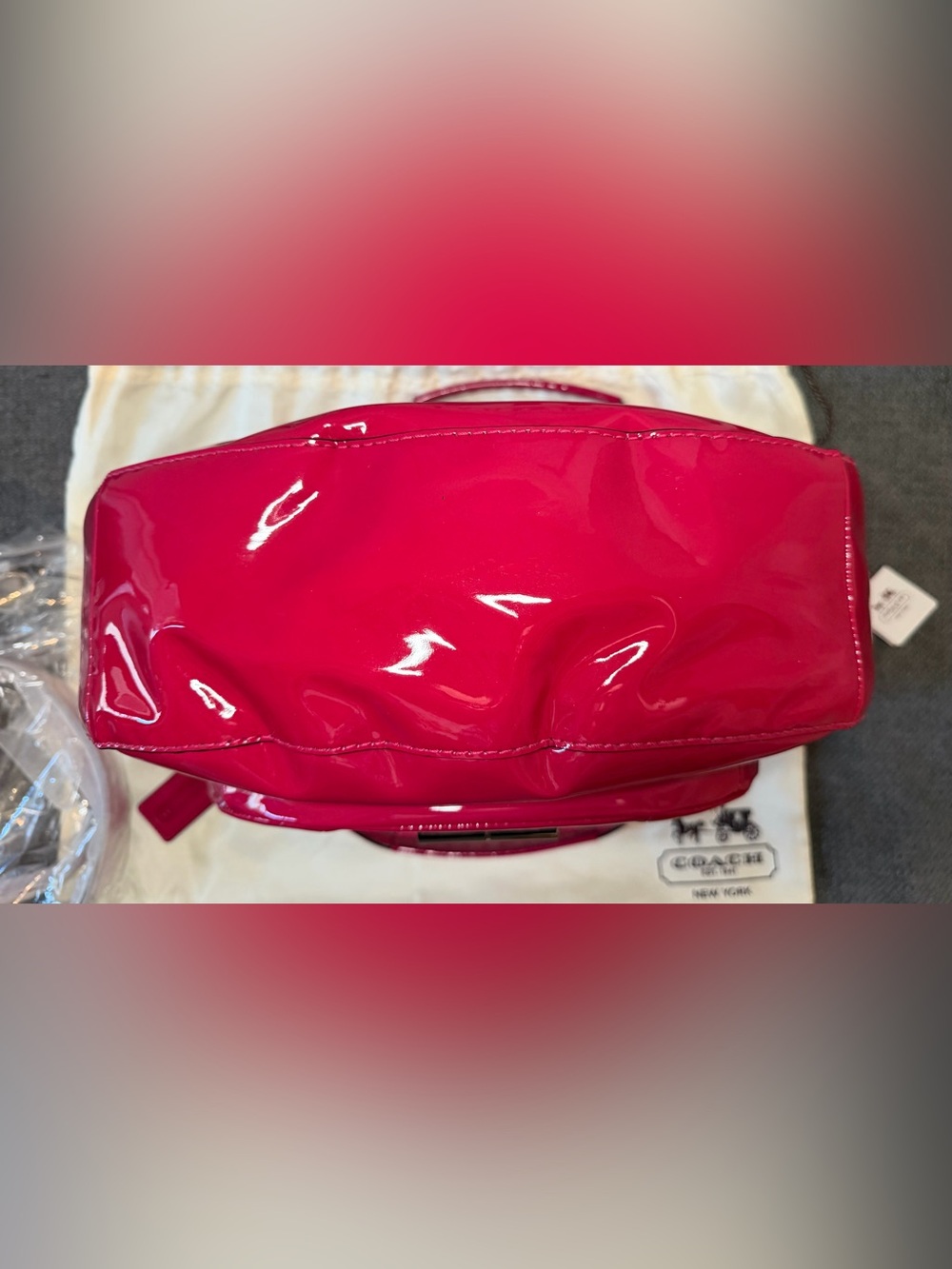 Coach Kristin Raspberry Patent Leather Round Satchel No. B1293-19297 - Picture 8 of 13